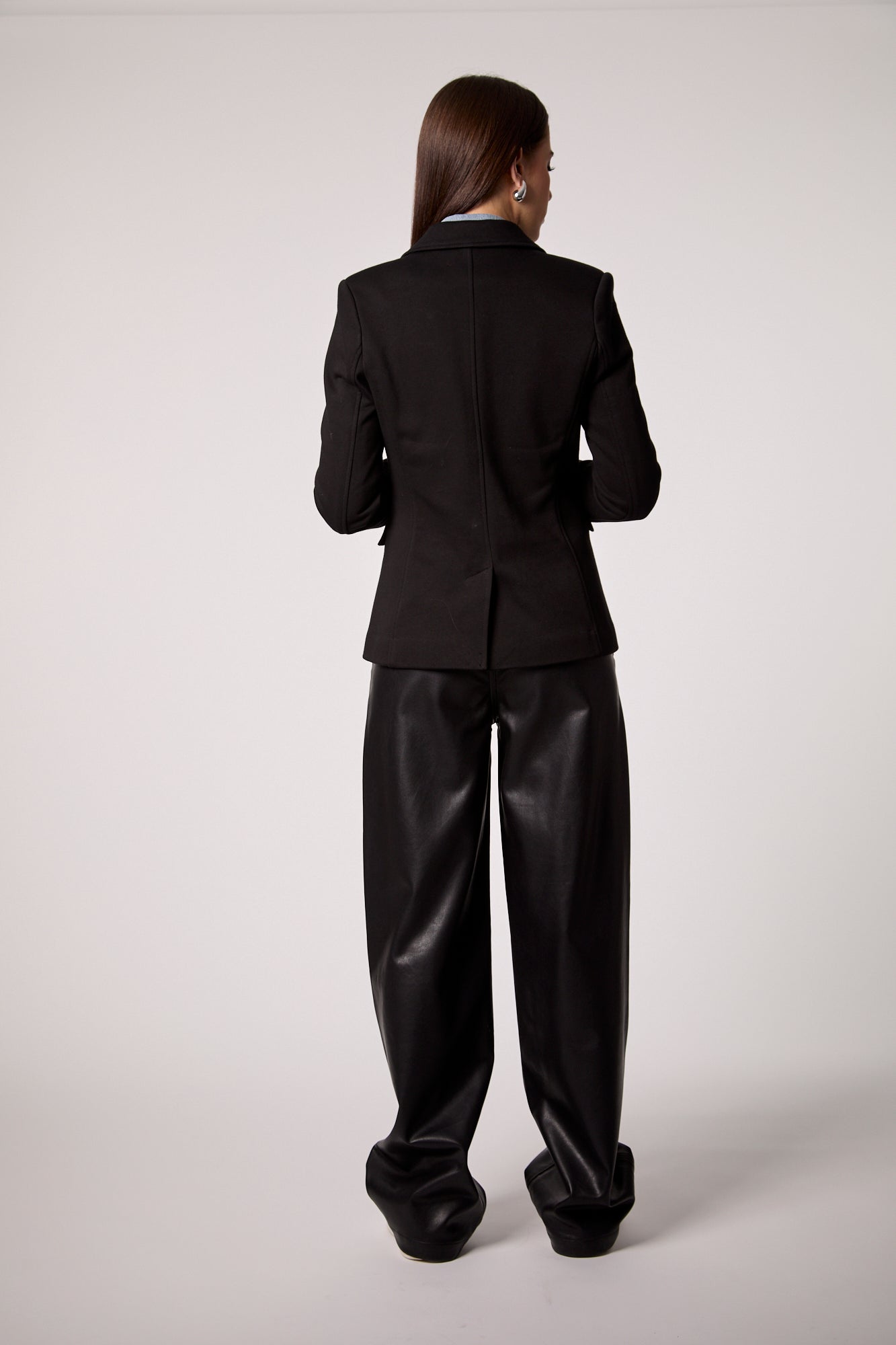 Helen Blazer With Removable Denim Insert- Black