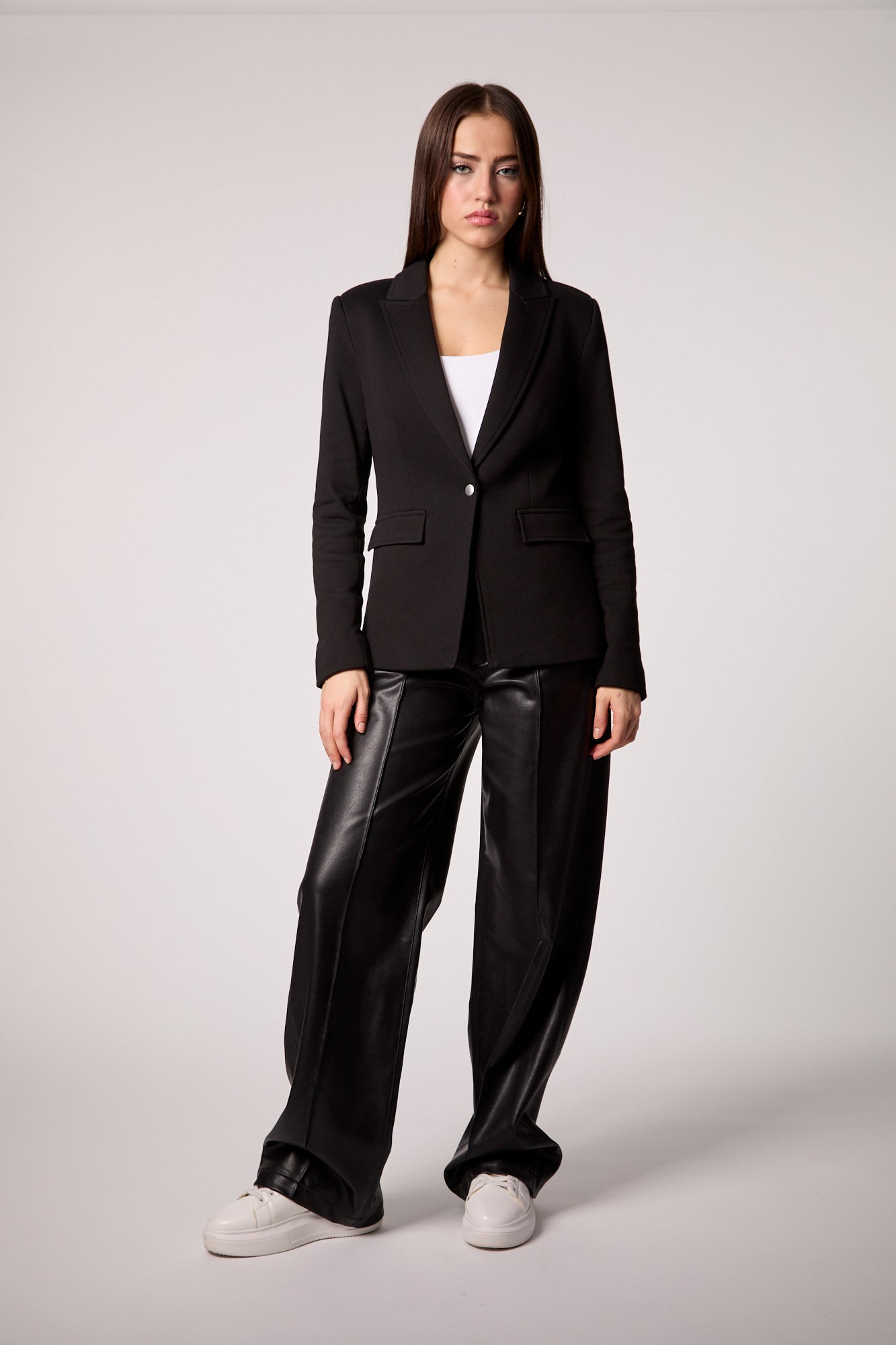 Helen Blazer With Removable Denim Insert- Black