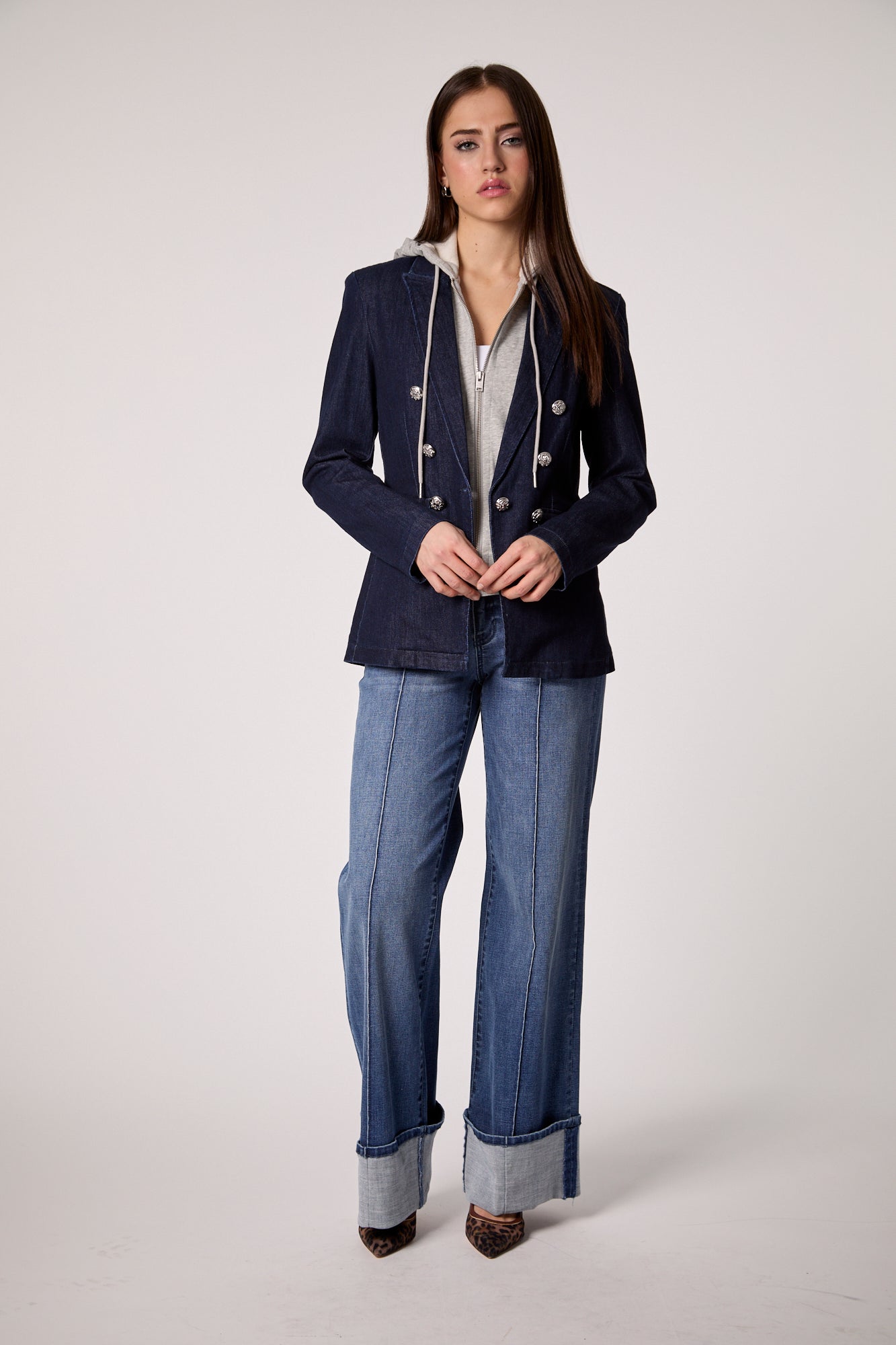 Helen Blazer With Removable Hoodie Insert - Rinse