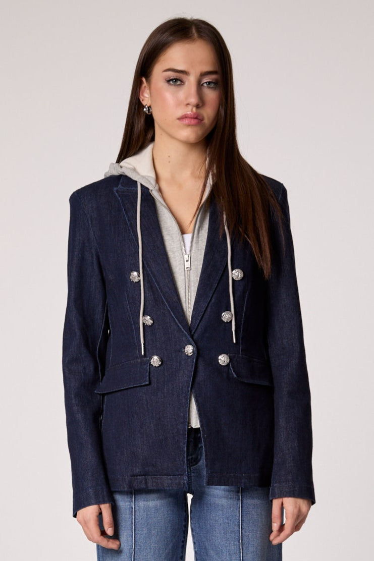 Helen Blazer With Removable Hoodie Insert - Rinse