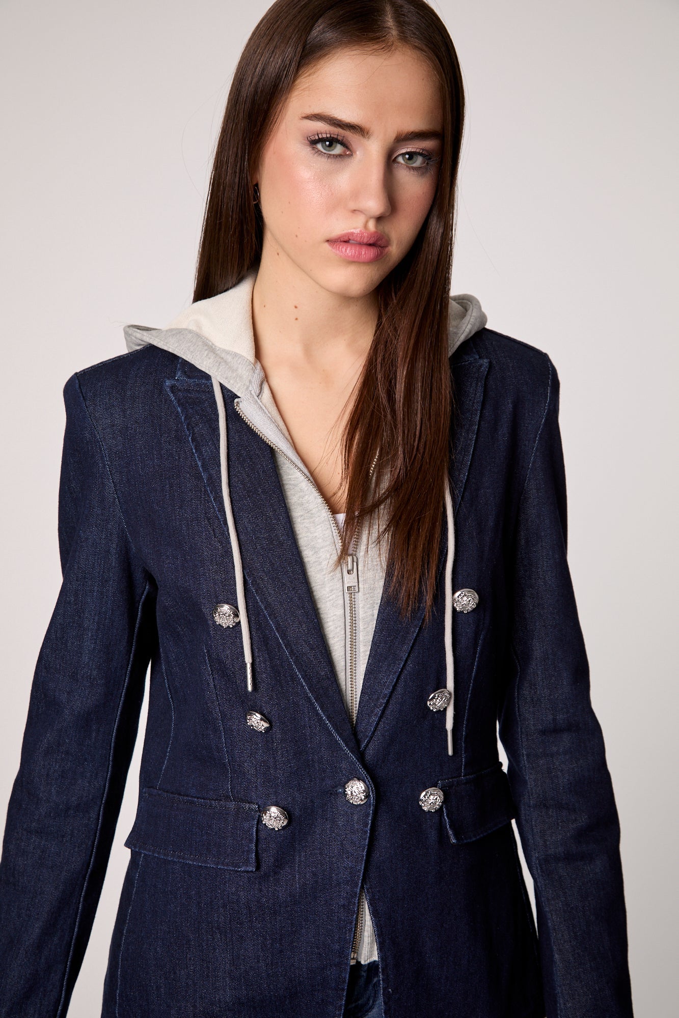 Helen Blazer With Removable Hoodie Insert - Rinse