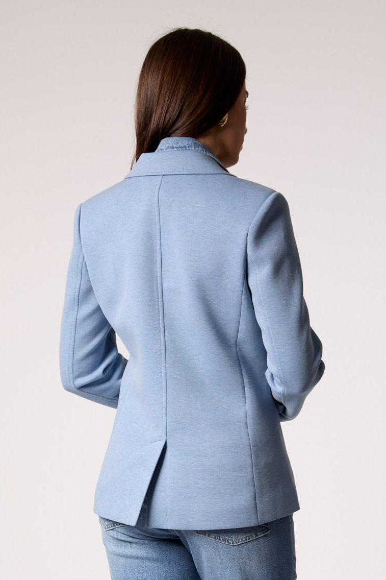 Helen Blazer With Removable Denim Insert- Heather Blue