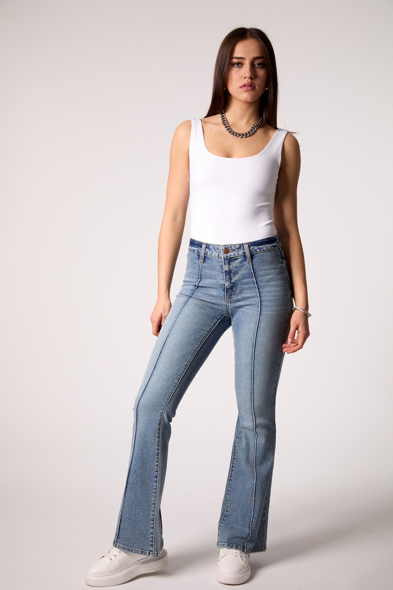 Maya Mid Rise Seamed Bootcut - Med Tel Aviv