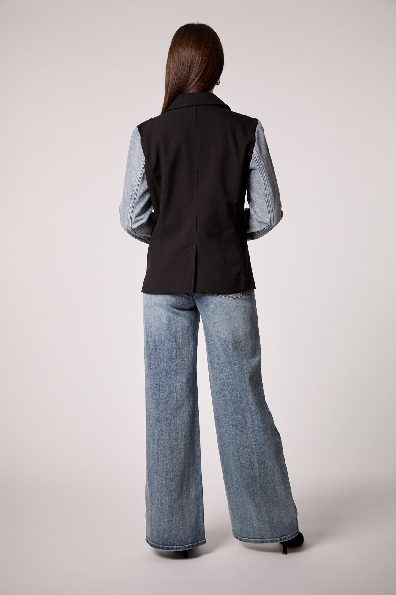 Mixed Media Blazer - Black