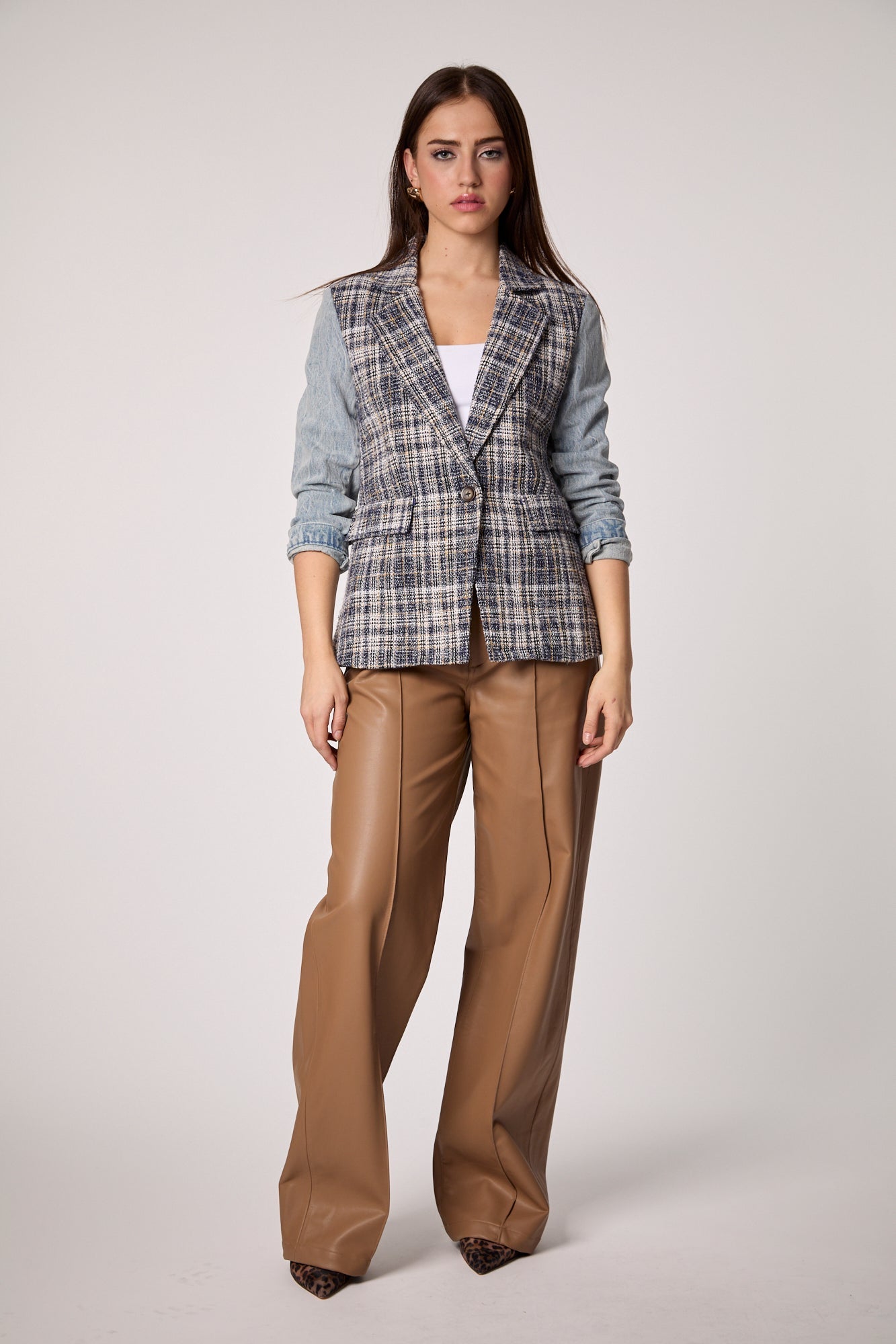 Mixed Media Blazer - Tweed