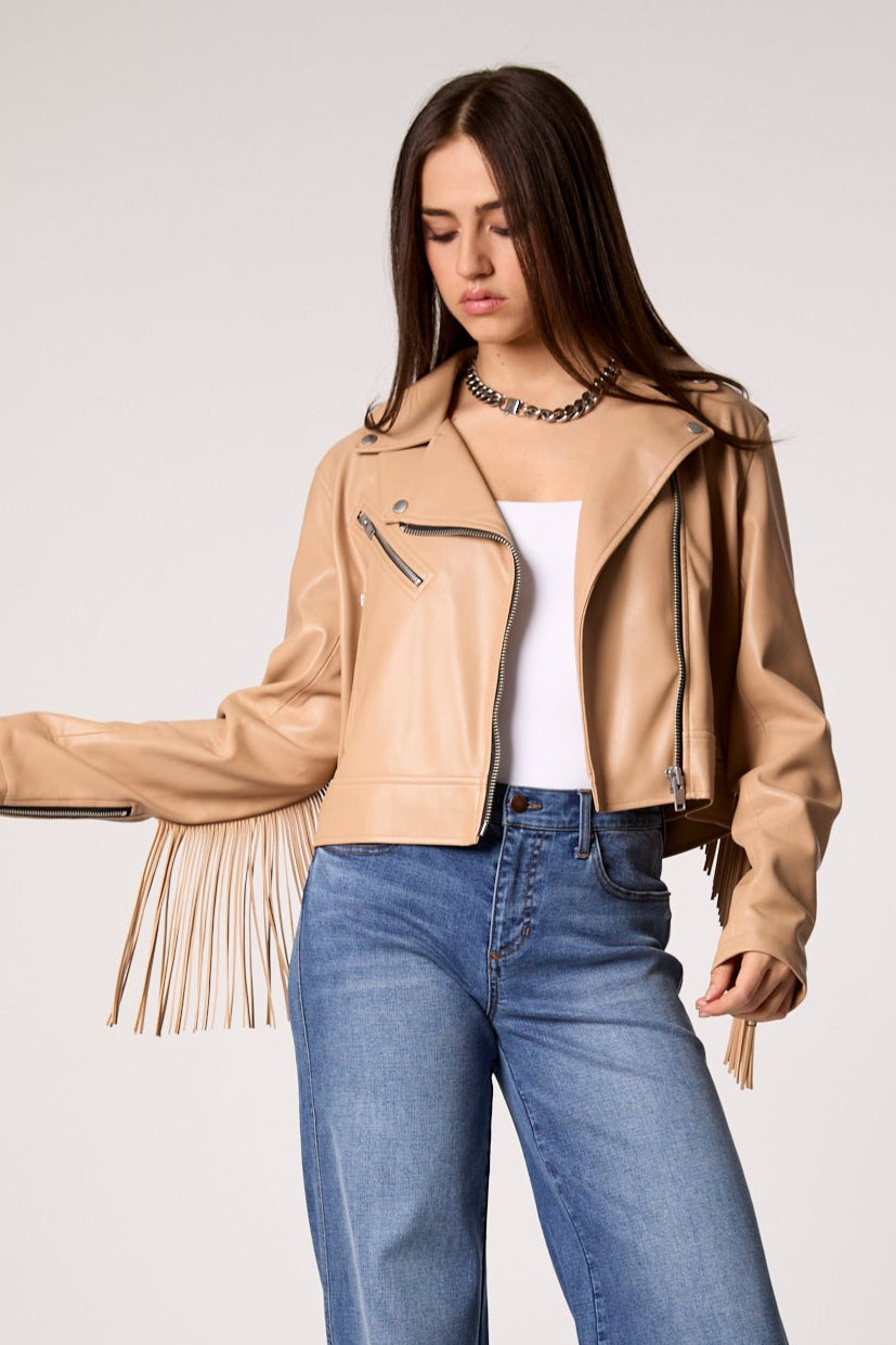 The Way She Moves Unreal Leather Jacket - Sand Dune