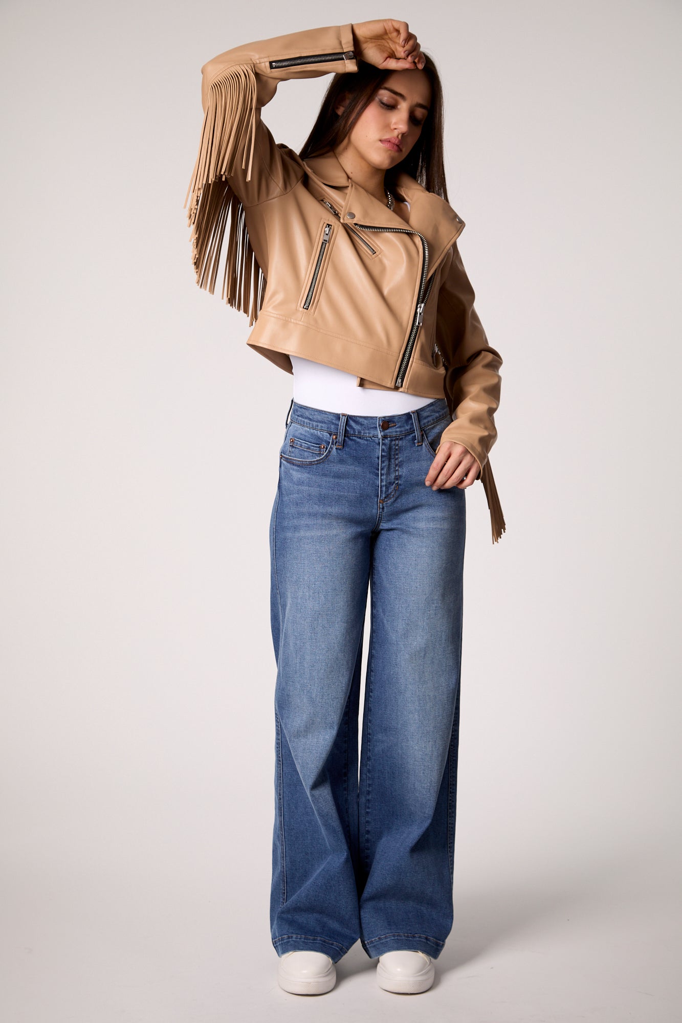 The Way She Moves Unreal Leather Jacket - Sand Dune