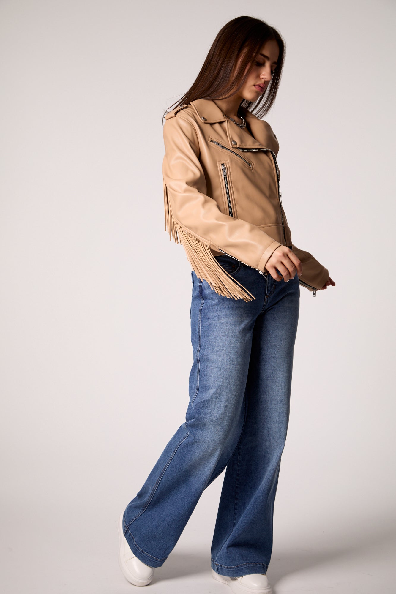 The Way She Moves Unreal Leather Jacket - Sand Dune