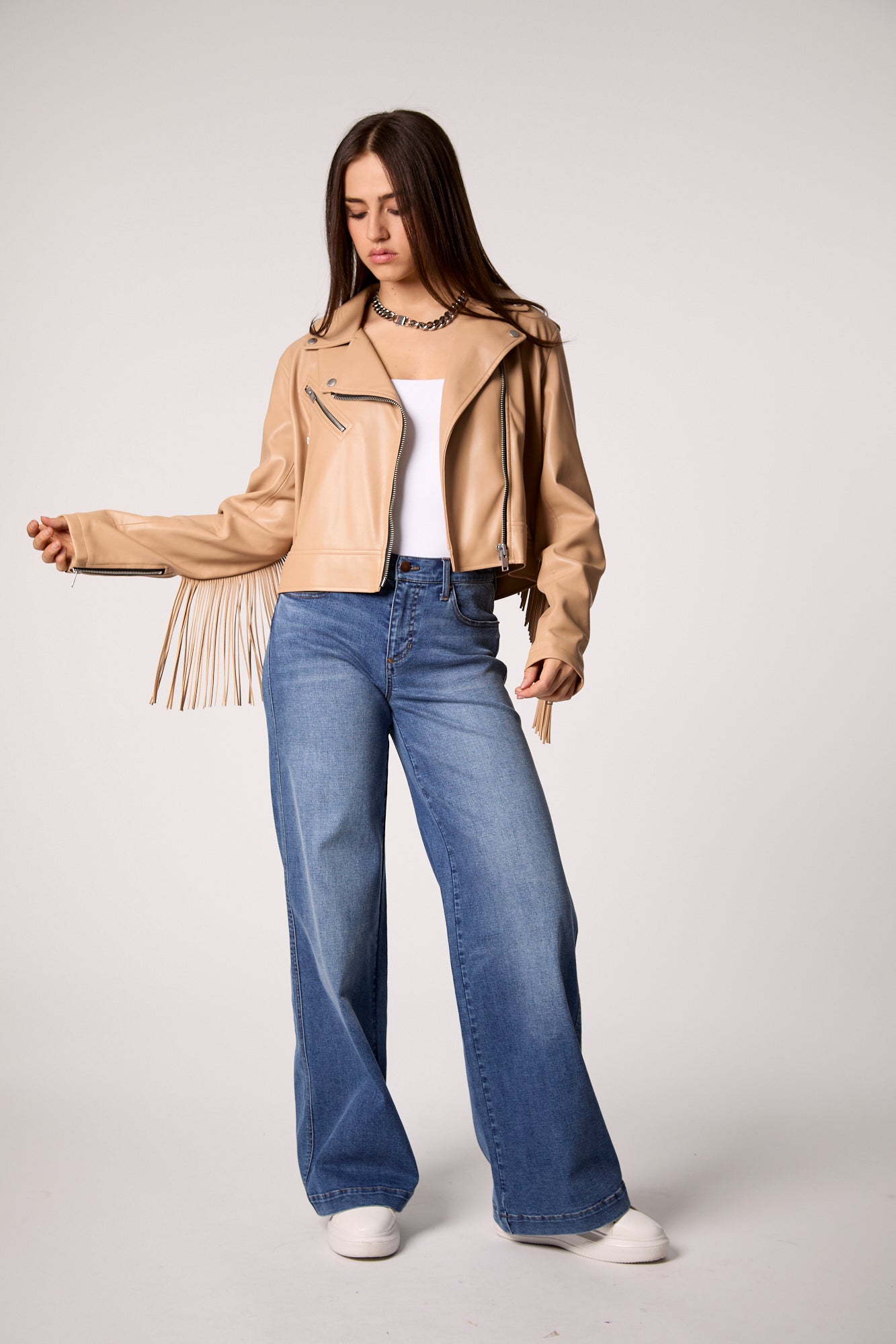 The Way She Moves Unreal Leather Jacket - Sand Dune