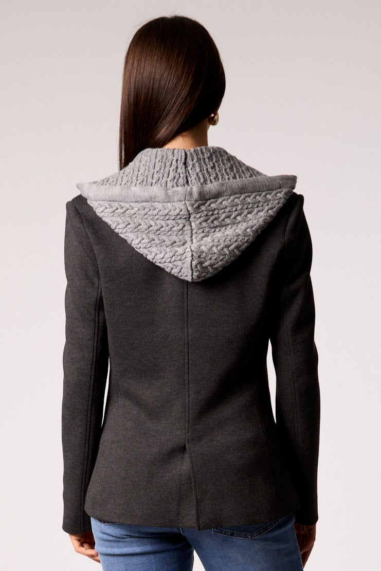 Toasty Cable Knit Blazer - Heather Grey