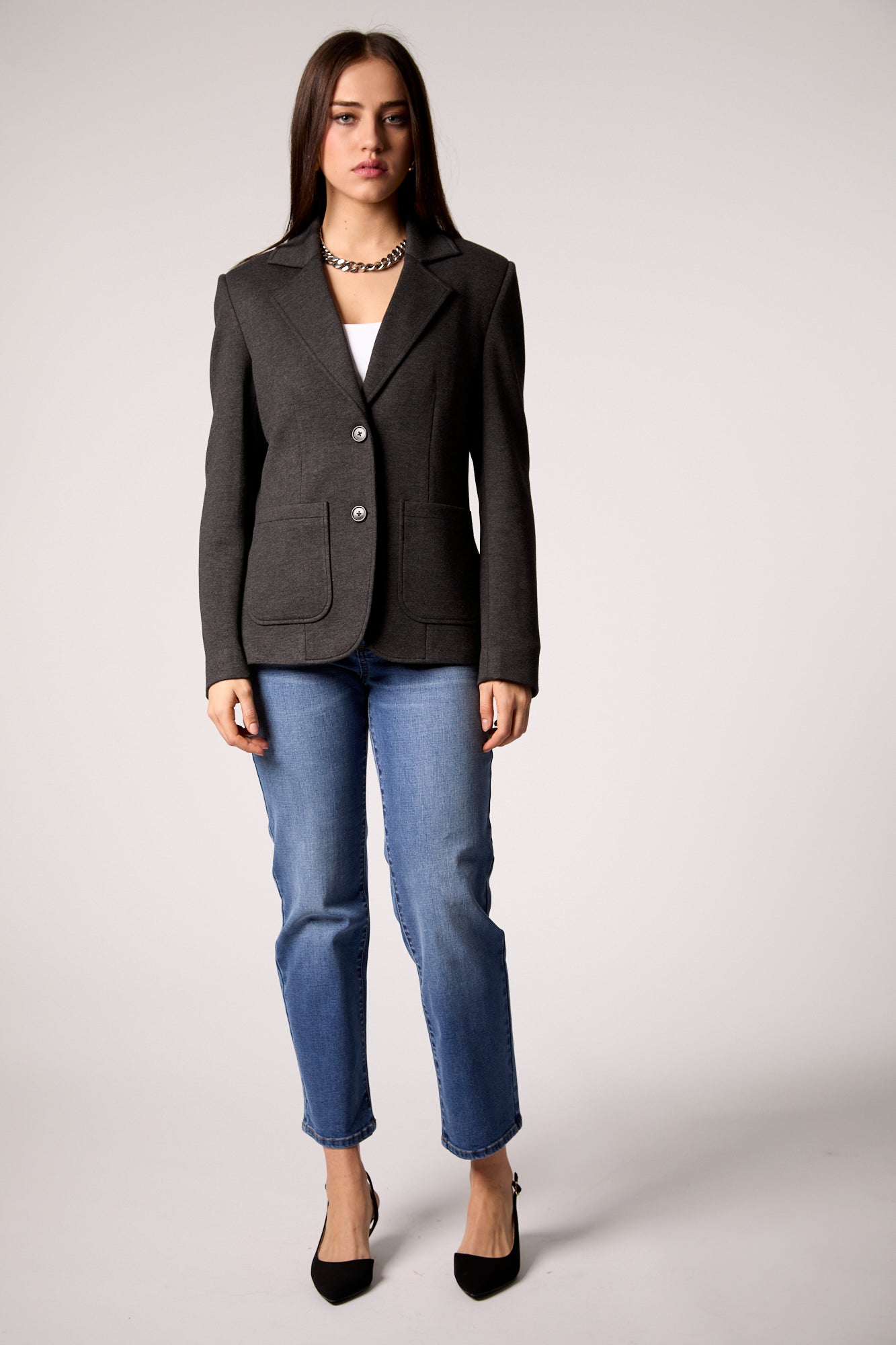 Toasty Cable Knit Blazer - Heather Grey