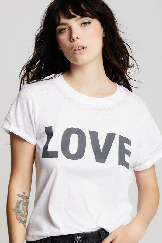 Love White Fitted Minimalist Statement Tee