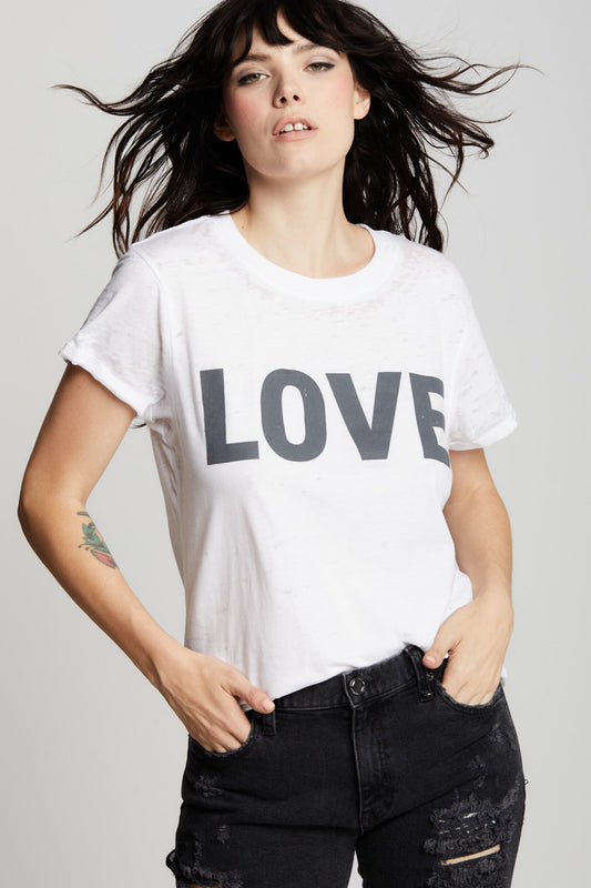 Love White Fitted Minimalist Statement Tee