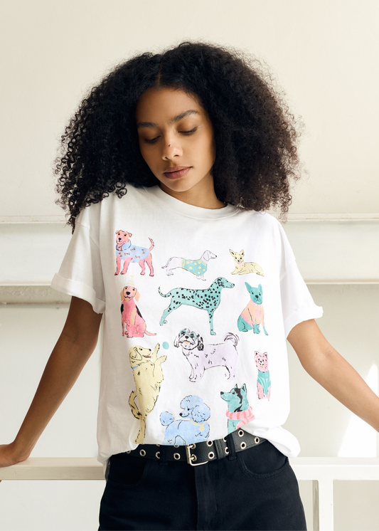 Dogs Vintage White Boyfriend Tee