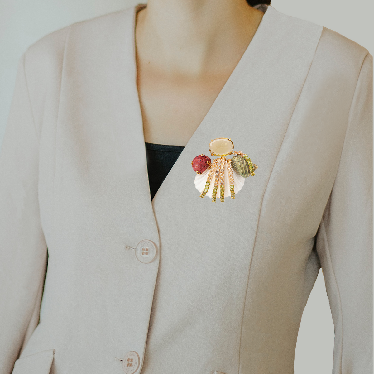 White Shell Brooch